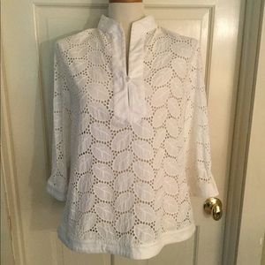 Doncaster Crochet Style White Tunic Size 18